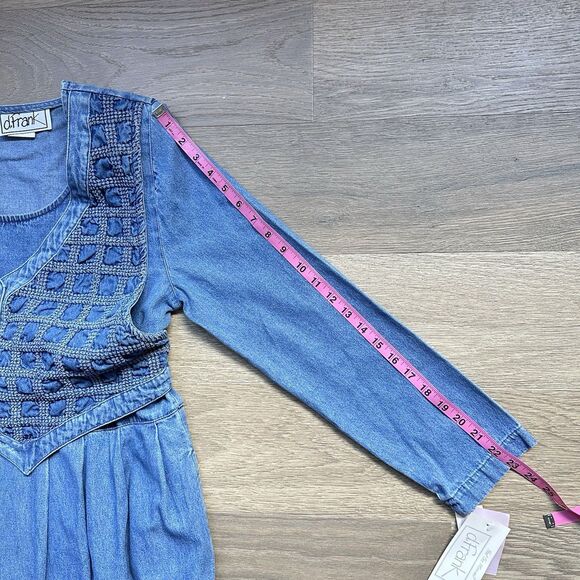 Vintage d. Frank Dress Women 10 Denim Blue Western Prairie Cottage Boho 90s - Picture 5 of 13
